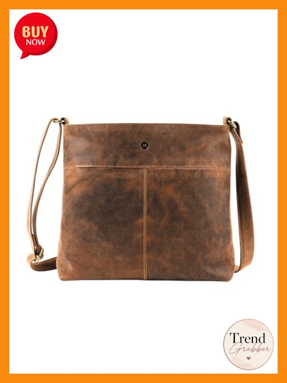 Full-Grain Buffalo Leather Crossbody Bag Handcrafted Shoulder Purse